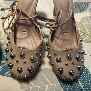 Chic Beige Studded Heels